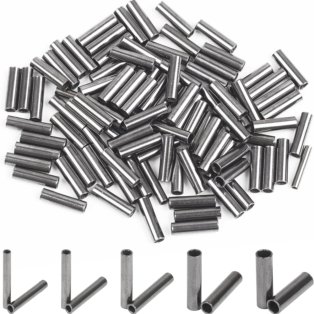 Monofilament Line - 100Pcs Fishing Single Barrel Crimp Sleeves